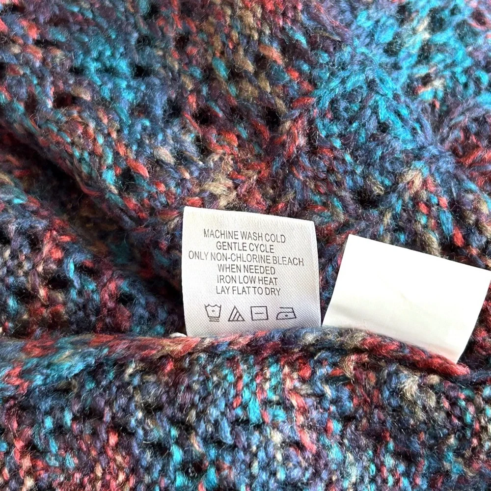 NWT North River Outfitters Cottagecore Cowl Neck Boho Crochet Sweater - M - Blue